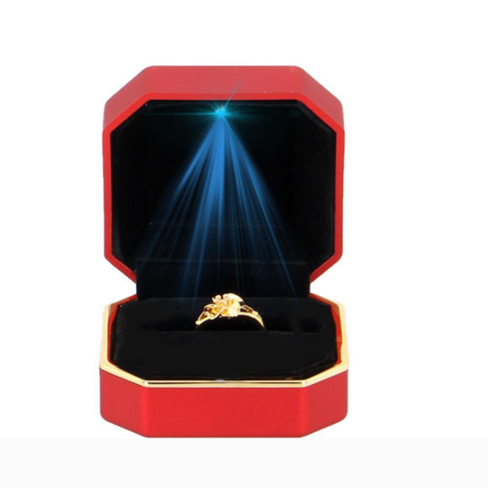 12PCS Double Ring Box Wholesale Luxury Blue PU Leather Wedding Engagement Case 