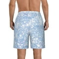 thumbnail image 3 of Bixox Men's White Bule Glitter printing Casual Classic Fit Short Summer Beach Shorts, 3 of 6