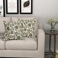 thumbnail image 6 of Olive Green Floral Block Print Pillow Covers 16x16 Set of 2 Spring Vintage Flower Pattern Cream Decorative Throw Pillowcases Outdoor Rustic Farmhouse Square Cushion Cases Couch Sofa Bed Decor, 6 of 7