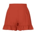 thumbnail image 4 of QLEICOM Womens Athletic Shorts, Plus Size Shorts, Solid Casual Wide Leg Ruffle Loose High Waist Shorts Pants Yoga Shorts, Running Shorts, Comfy Beach Shorts, Cycling Shorts Watermelon Red Size 12, 4 of 6