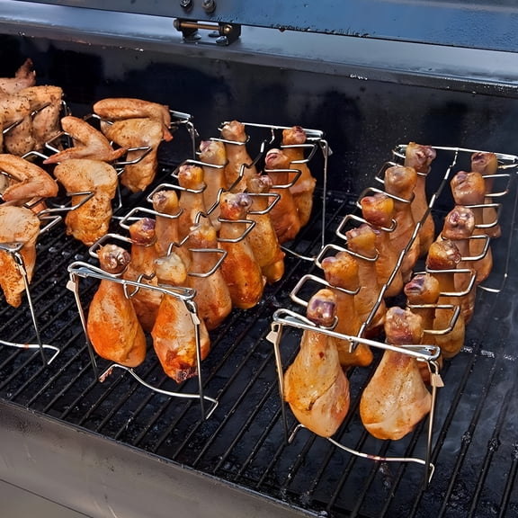 ACDANC 14 Slots Chicken Leg & Wing Rack for Grill, Stainless Steel Roaster Stand, Smoker Drumstick Holder for BBQ, Picnic