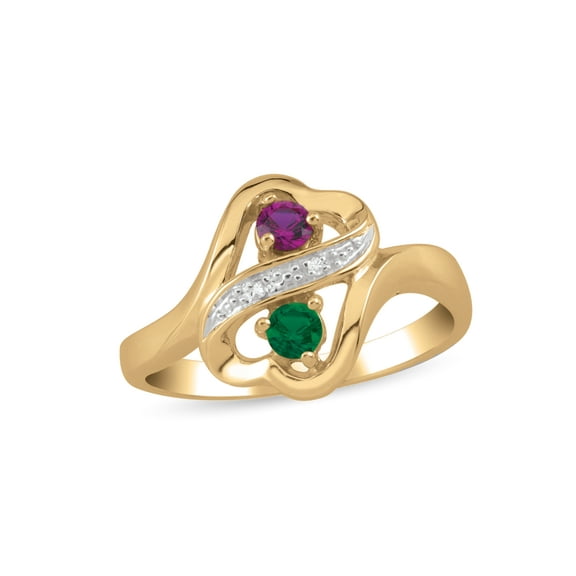 Personalized Couple's Ring in 10K Gold with Diamond Accents by Jewlster