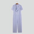 thumbnail image 3 of Monos de estilo americano INCERUN 2024, monos de moda para hombre con solapa a rayas, ropa de calle informal, monos de manga corta que combinan con todo, tallas S-5XL, 3 of 5