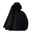 thumbnail image 4 of XUNKUSGA Ski Jacket Short Cotton Padded Puffer Jacket Oversized Solid Full Zipper Simple Winter Snow Coat Windproof Water Resistant Casual Hooded Winter Coats for Men M-4XL Black, 4 of 8