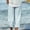 A01_Blue, variant on Womens Cotton Linen Capris Elastic High Waisted Plus Size Solid Color Cargo Pants Casual Straight Leg Button Pocket Trousers