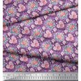 thumbnail image 2 of Soimoi Tissu en Coton Canard Feuilles & Roses Imprimé Floral 1 Yard 56 Pouces de Large, 2 of 3