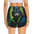 thumbnail image 2 of Lsque Realistic Style Wolf Warrior Printed Women's Running Shorts with Liner Pockets,Elastic Quick Dry Workout Athletic Gym Yoga Shorts,Womens High Waist Shorts-Large, 2 of 9