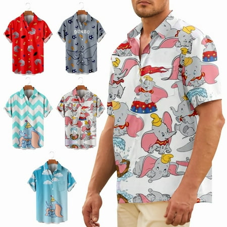 

Adult Kids Elephant Print Button Down Shirt Comfortable Breathable Blouses Plus Size Men