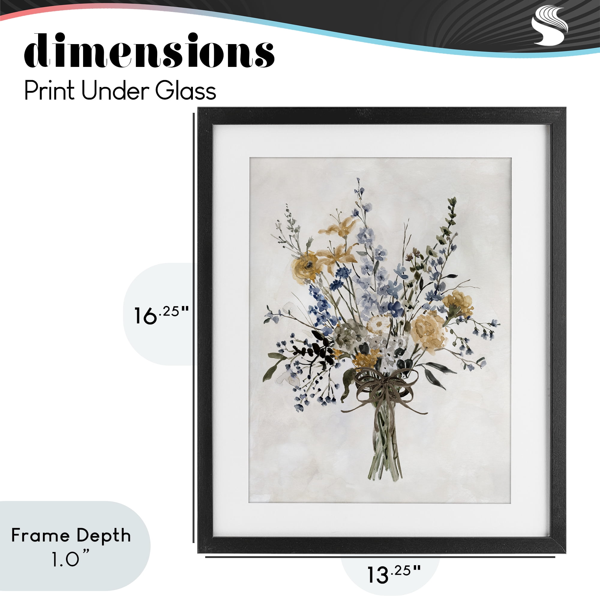Stupell Industries Delicate Botanicals Bushel Black Framed Print Under Glass, design by Carol Robinson
