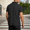 thumbnail image 4 of Men's Color-Block Stretch Polo Shirt Short-Sleeve Collared Button Placket Casual Daily Light Commute Spring & Autumn Wear,Black,XL, 4 of 5