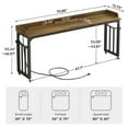 thumbnail image 4 of Condemo Overbed Table with Wheels and Height Adjustable, 71 inch Queen Size Bed Table with Adjustable Tilt Board, Mobile Laptop Cart Computer Desk with Outlets & USB Ports, Brown, 4 of 7