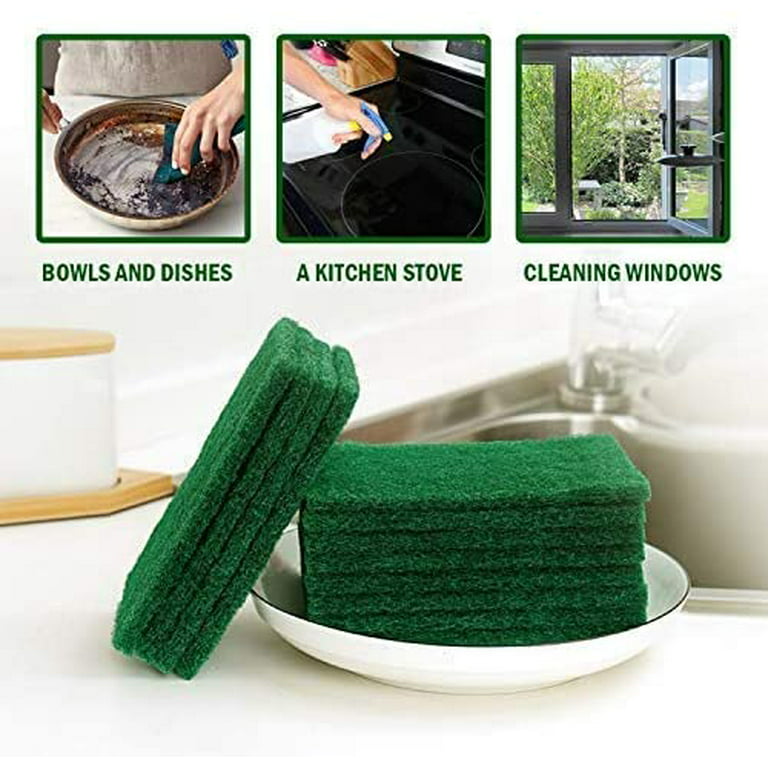 40 PCS Scouring Pad, Dish Scrubber Scouring Pads,4.5 x 6 inch Green  Reusable Household Scrub Pads for Dishes, Kitchen Scrubbers & Metal Grills