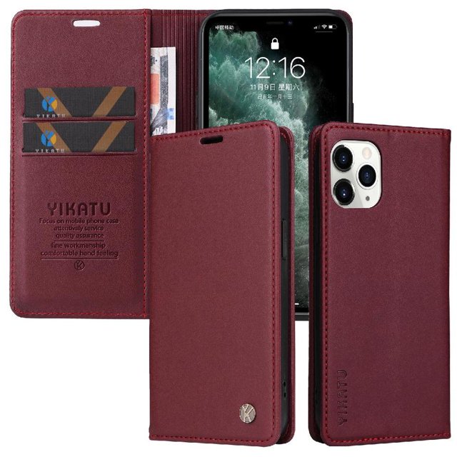 Funda para iPhone 11 Pro Estuche de Cuero PU Tipo Cartera con Ranuras para Tarjetas y Cierre Magnético