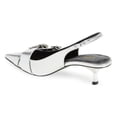 thumbnail image 3 of YDN Women Chic Pointed Toe Slingback Buckle Pumps Elastic Strap Slip On Kitten Low Heels Shoes Party Daily Dress Size 7 Silver, 3 of 4