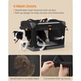 thumbnail image 3 of Feandrea Collapsible Dog Crate, Portable Oxford Fabric Pet Travel Crate with 4 Mesh Doors, Handles, Pockets, 30 Inches, for Medium Dogs, Ink Black and Dove Gray, 3 of 6