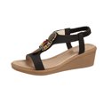 thumbnail image 2 of HAOTAGS Womens's Casual Walking Sandals Slide Sandals Roman Platform Summer Wedge Sandals Black Size 4.5, 2 of 5