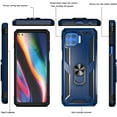 thumbnail image 4 of Compatible with Moto One 5G Case, Motorola One 5G UW Case, with Tempered Glass Screen Protectors, Military-Grade Metal Ring Kickstand 18ft Drop Tested Shockproof Cover Case, Blue, 4 of 14