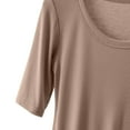 thumbnail image 5 of Loopsun Plus Size Womens Summer Tops, Women's Fashionable Casual Loose Solid Color Short Sleeved T-shirt Top Short Sleeved Khaki M, 5 of 5
