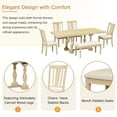 thumbnail image 3 of TOPMAX Traditional 6-Piece 78inch Trestle Extendable Dining Table Set with One 18inch Removable Leaf, Padded Dining Chairs and Bench,Distressed White, 3 of 8