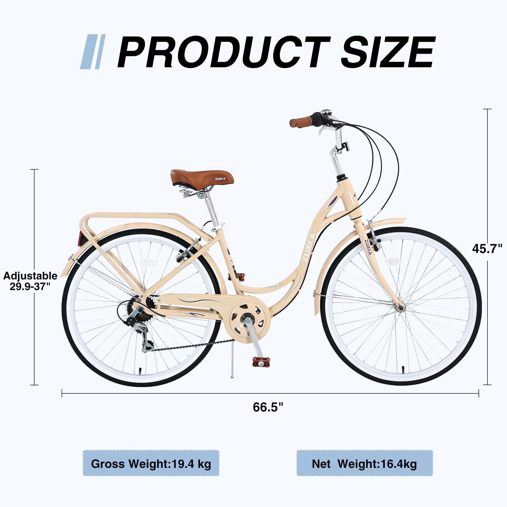 Road Bikes, 7 Speed, Steel Frame, Multiple Colors 26 Inch Ladies Bicycle, Beige Mountain Bikes,Steel Bicycles, Fitness & Sports Outdoor Bikes