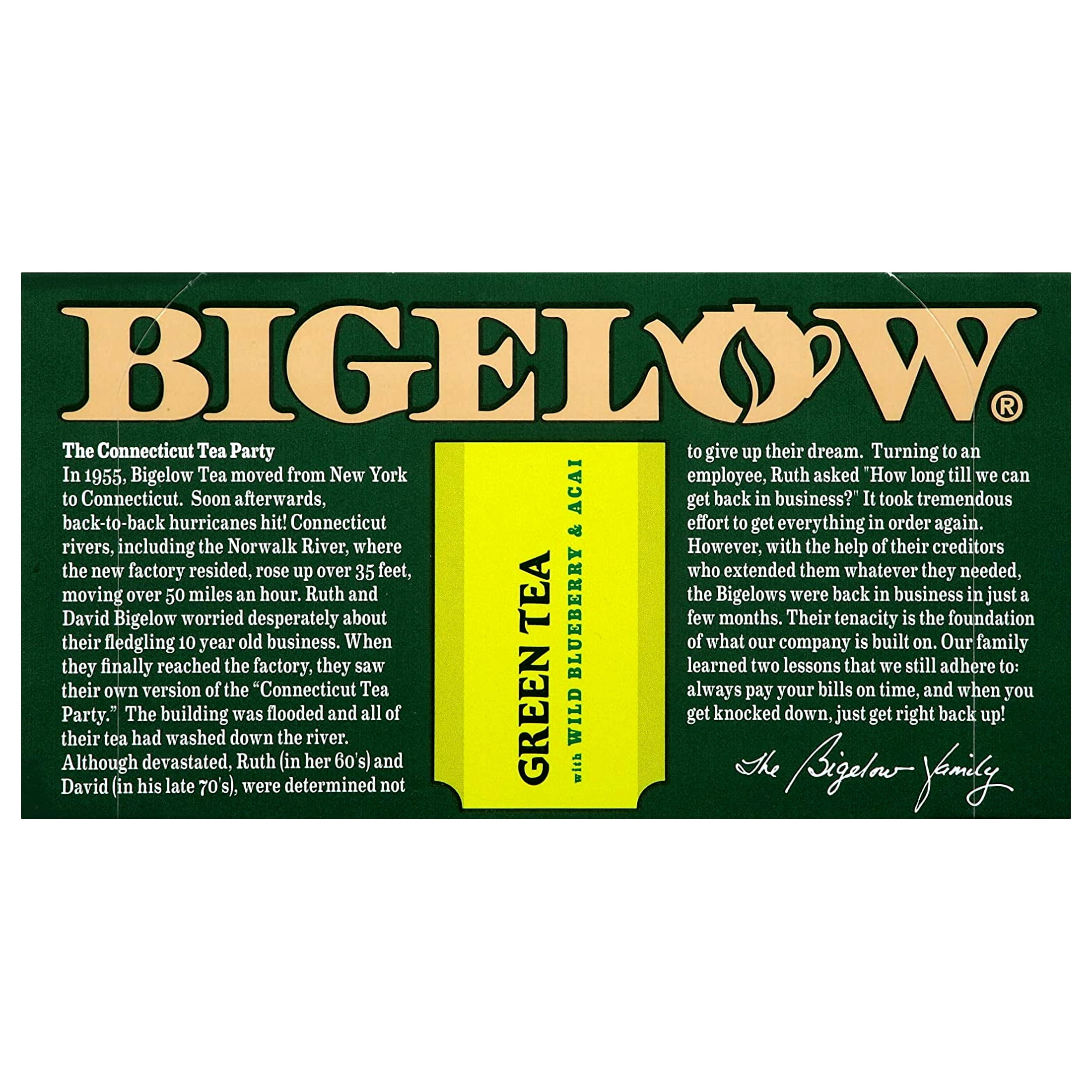 Bigelow Green Tea With Wild Blueberry & Acai, 20 Count (Pack Of 6), 120 Teabags Total