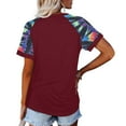 thumbnail image 3 of Pompotops Hauts pour Femmes Sexy Col Rond Imprimé Patchwork T-Shirt Blouse à Manches Courtes, 3 of 8