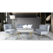 Home Design Hestie Velvet Side Chair with Curved Backrest and Gold Metal Legs, Modern Armless Design for Living Room, Silver Gray