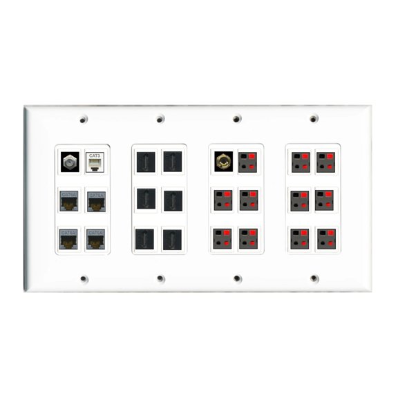 Ultra Spec Cables Custom Wall Plate White with up to 24 Keystone Ports