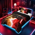 thumbnail image 2 of meiyoeat Neon Lightning Gaming Twin Comforter Sets for Boys Girls, Electric Gamer Bedding Set, Orange Red, Black Reversible 2 Pieces, 1 Comforter and 1 Pillowcase, 2 of 6