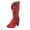 Z2-Red, variant on Burgundy Boots Women's Mid-Calf Cowboy Cowgirl Boots with Low Chunky Heel, Side Zipper, Motorcycle Style, Classic Round Toe Black,9