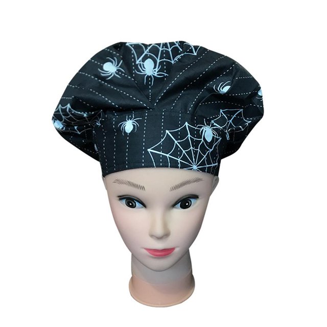 stanreset Operating Hats Nurses Durability Gourd-shaped Dull Polish Bright Colors Multifunctional Sweatband Working Caps HallowmasBlack-whit 1Set