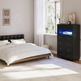 thumbnail image 3 of 5 Drawer Black Dresser with LED Lights & Power Outlets, Modern Storage Cabinet for Bedroom, 3 of 7