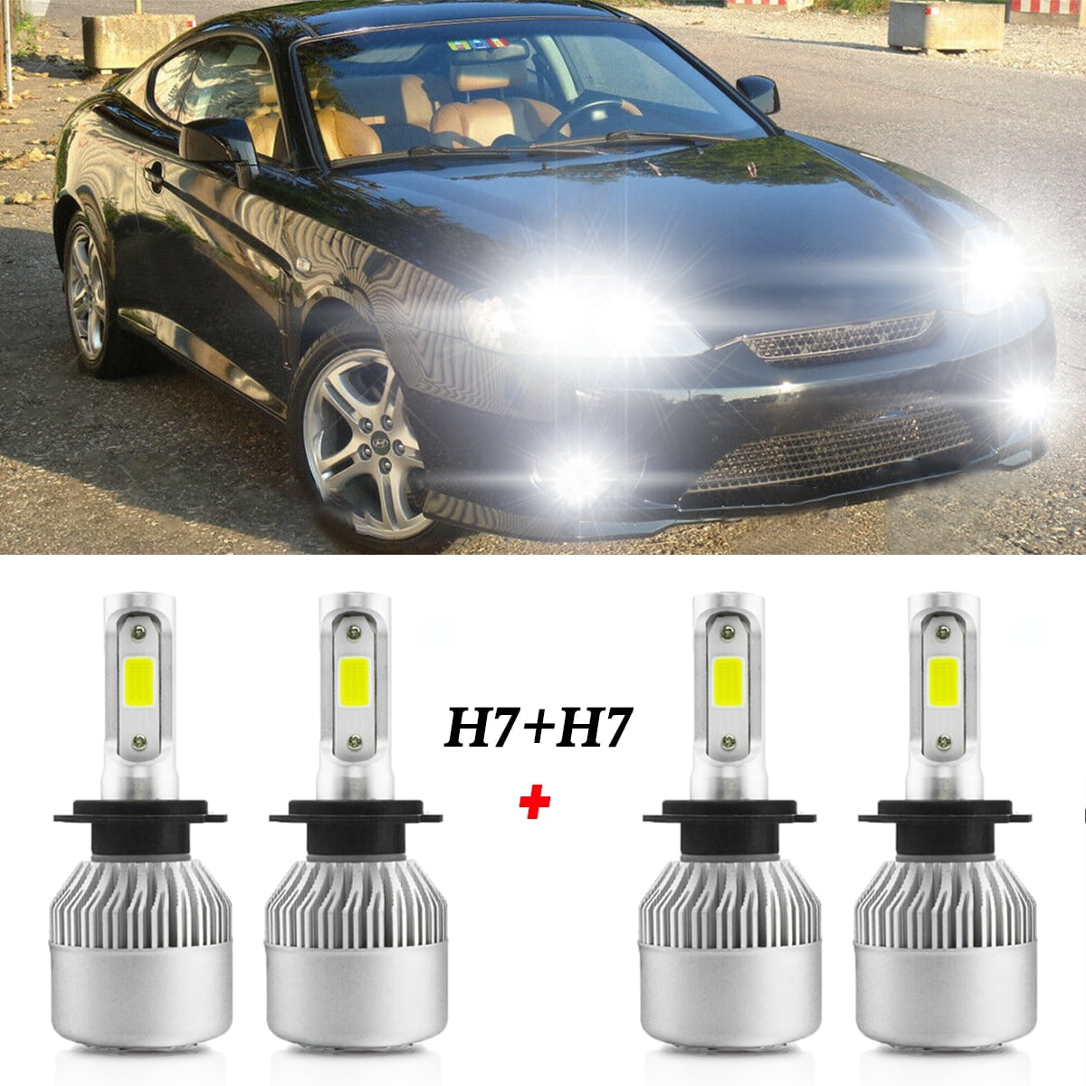 For Hyundai Tucson 2016 2017 2018 LED Headlight Bulbs H7 High Beam and Low Beam 4pc