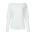 thumbnail image 3 of gakvbuo Off The Shoulder Sweaters For Women Long Sleeve Plus Size Tunic Tops Oversized Pullover Sweater Solid Color Knit Jumper Loose T-Shirt Doll Sleeve Top, 3 of 5