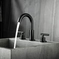 thumbnail image 3 of ANGELES HOME Widespread Bathroom Faucet 3 Hole, Deck Mounted Bathtub Basin Vanity Sink Faucet, 2 Handles Solid Brass Bathroom Faucet, Drain Assembly, Matte Black, 3 of 7