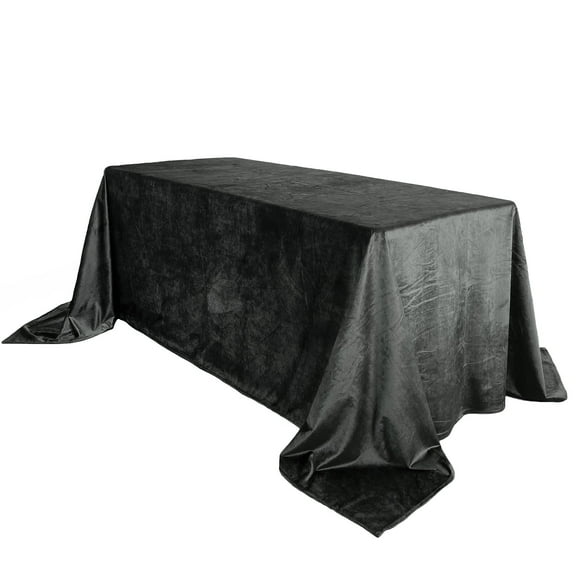 Your Chair Covers - 90 x 132 Inch Rectangular Velvet Tablecloth Black