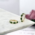 thumbnail image 4 of Gem Stone King 4.64 Ct Green Chrome Diopside White Created Sapphire 18K Yellow Gold Plated Silver Hoop Earrings, 4 of 4
