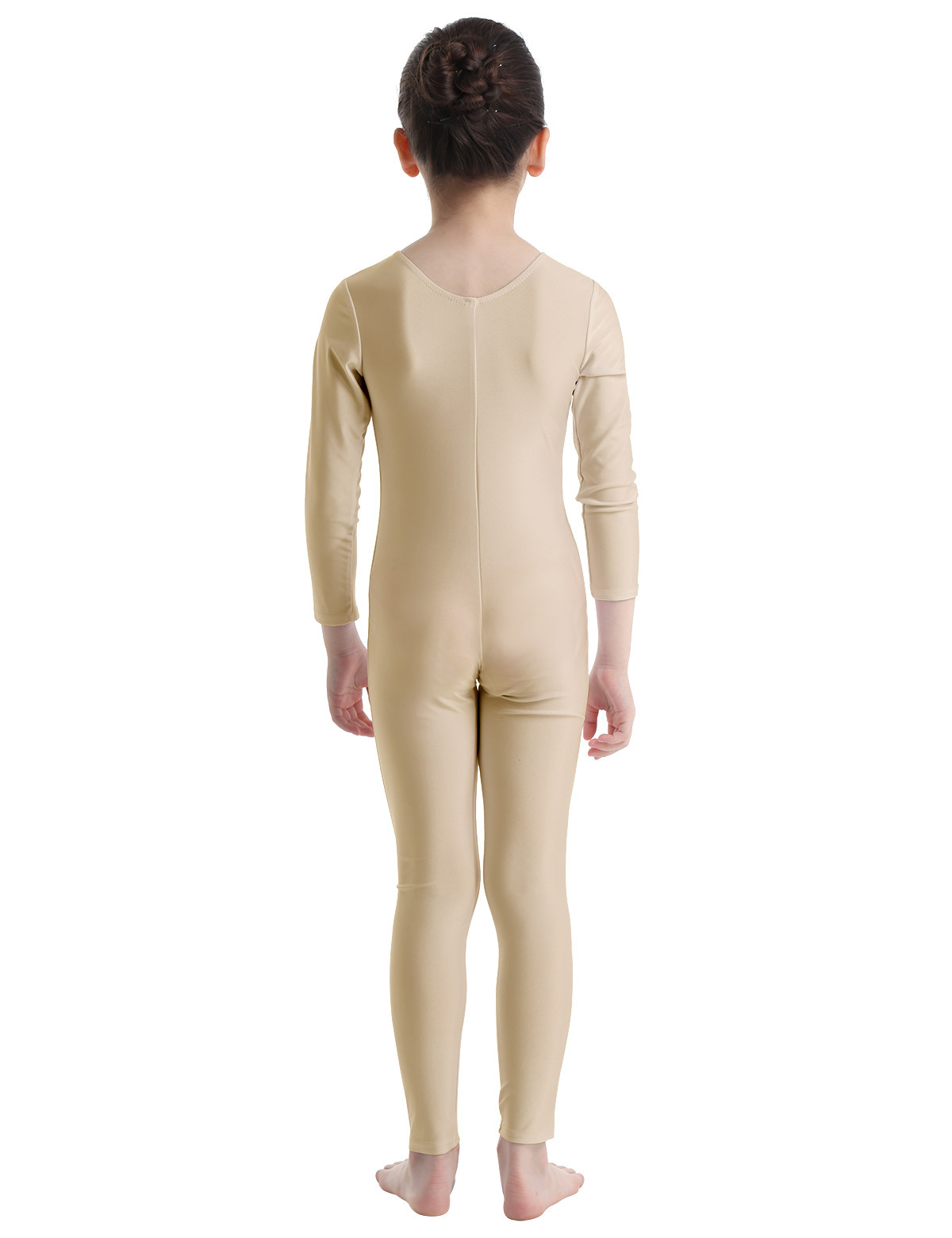 DPOIS Kids Girls Long Sleeve Unitard Leotard Jumpsuit Full Length Bodysuit Nude 11-12 - image 3 of 7