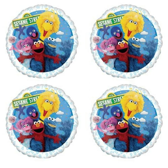 Sesame Street Kids Party Balloons - Set Of 4 Seasame Street Birthday Theme Balloon Decorations Featuring Elmo Big Bird Abby Cadabby Grover And Cookie Monster