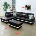 thumbnail image 6 of Dubbin Black And White Semi PU Synthetic Leather 3-Piece Couch Living Room Sofa Set, 6 of 7