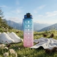thumbnail image 5 of 32 oz Gradient Sports Water Bottle with Time Marker, Large Capacity BPA-Free Plastic Space Cup with Straw and Strap, Leak-Proof Fitness Kettle Pink, 5 of 6
