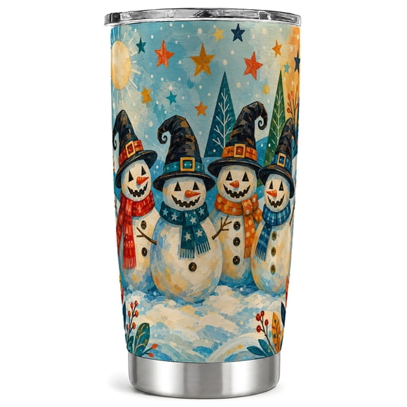 Witch Snowman Tumbler 20oz, Winter Tumbler, Stainless Steel Travel Cup