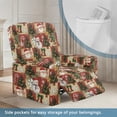 thumbnail image 3 of Renewold Vintage Christmas Recliner Cover 4 Pieces Fitted Recliner Chair Cover Soft Thick Reclining Sofa Slipcover with Storage Pocket and Elatic Straps for Dogs/Cats/Kids, Santa Claus Snowman, 3 of 8