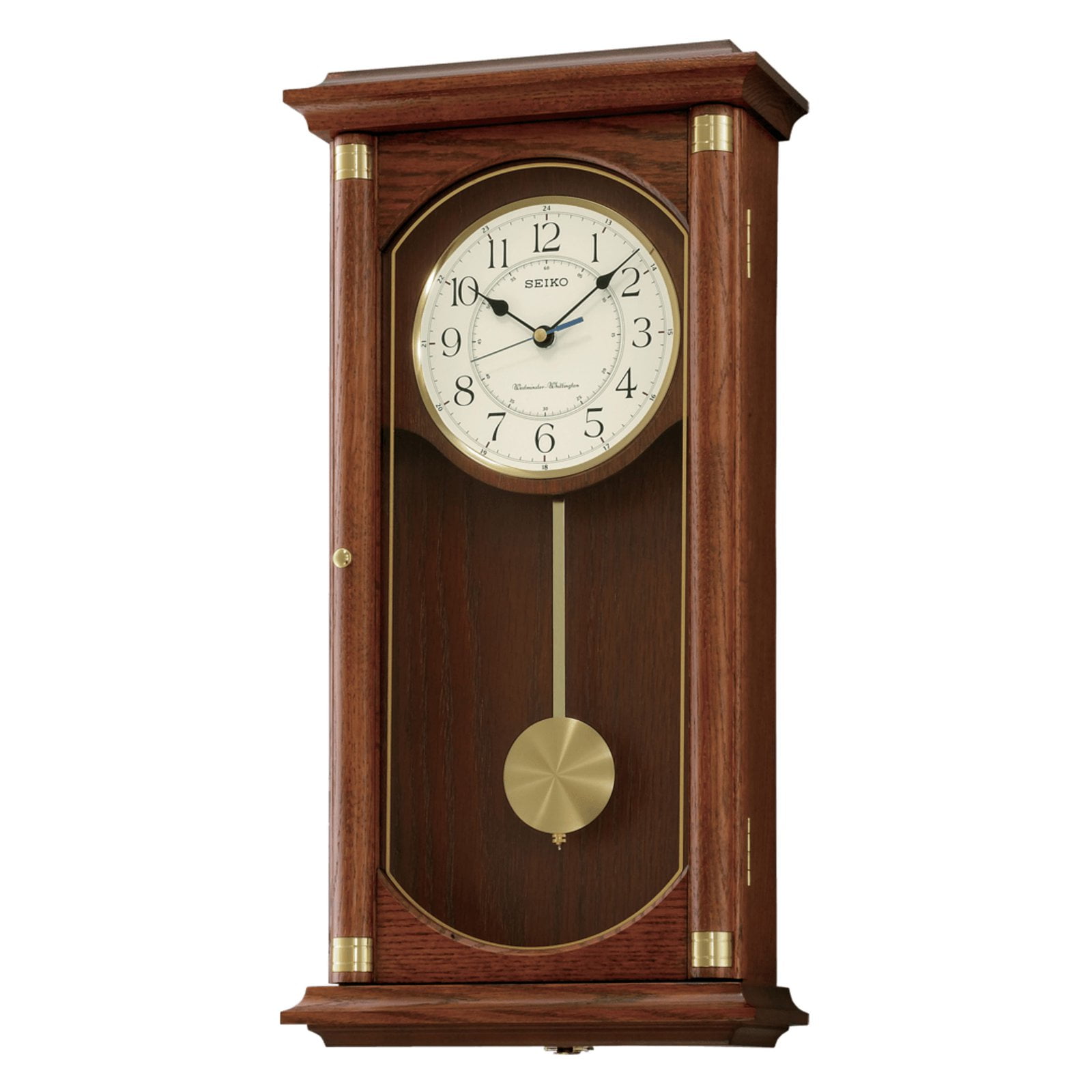 Seiko Rectangular Pendulum Brown Wooden Wall Clock, Traditional, Quartz,  Analog, QXH039BLH 