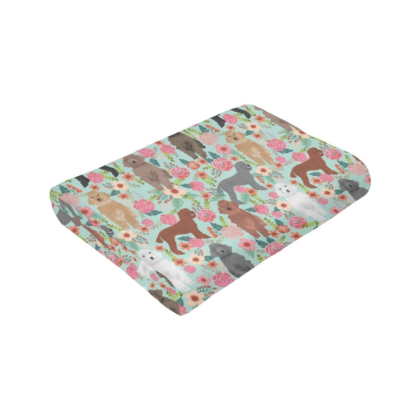 Wijzvio Poodle Dogs Flower Floral Throw Blanket Soft Fuzzy Fleece Blanket For Couch Bed Living Room Decoration 60"X50"