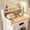 White Natural101, variant on OMCMUU Single-Tier Washer Dryer Countertop, Space-Saving Laundry Room Storage for Folding Clothes and Essentials, Walnut