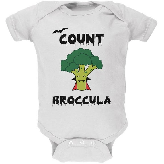 Halloween Vegetable Broccoli Count Broccula Dracula Soft Baby One Piece White 12 Month