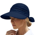 thumbnail image 2 of Helii Women 2 in 1 Convertible Sun Visor Hat with Ponytail Hole, Zipper Off Removable Crown Wide Brim UPF 50+ Beach Cap, Quick Dry Foldable Packable Summer Hat for Outdoor Navy,One Size, 2 of 8