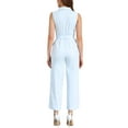 thumbnail image 3 of INSPIRE CHIC Women's Ankle Tie Waist Workwear Button Front Sleeveless Jumpsuit L Sky Blue, 3 of 6