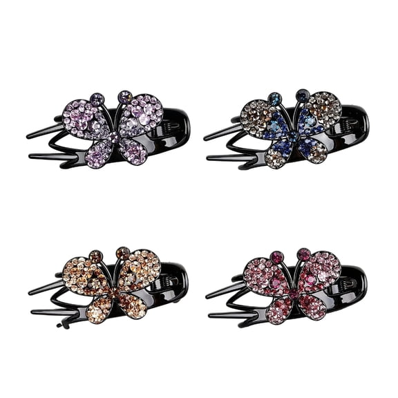 BQBQERT 4PCS Rhinestones Butterfly HairClip Hair Styling Accessories for Fine Hair and Updos Barrettes for Various Setting